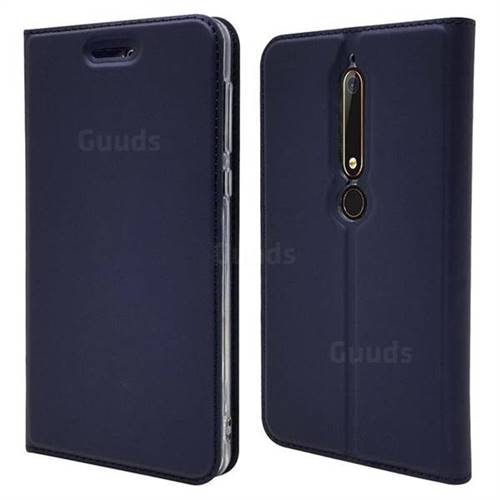 Ultra Slim Card Magnetic Automatic Suction Leather Wallet Case for Nokia 6 (2018) - Royal Blue