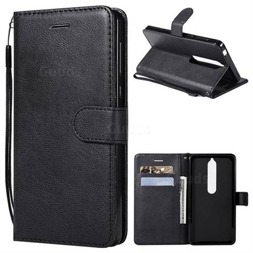 Retro Greek Classic Smooth PU Leather Wallet Phone Case for Nokia 6 (2018) - Black