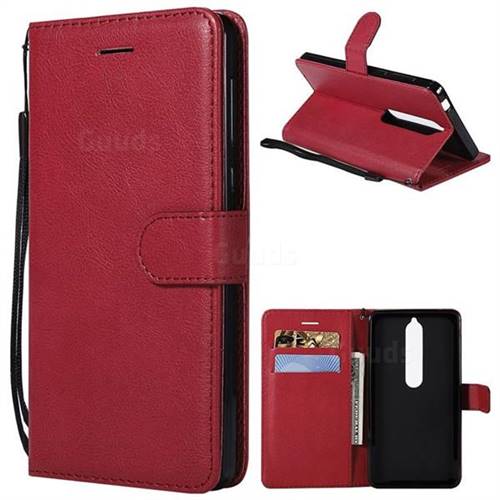 Retro Greek Classic Smooth PU Leather Wallet Phone Case for Nokia 6 (2018) - Red