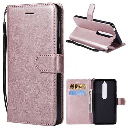 Retro Greek Classic Smooth PU Leather Wallet Phone Case for Nokia 6 (2018) - Rose Gold