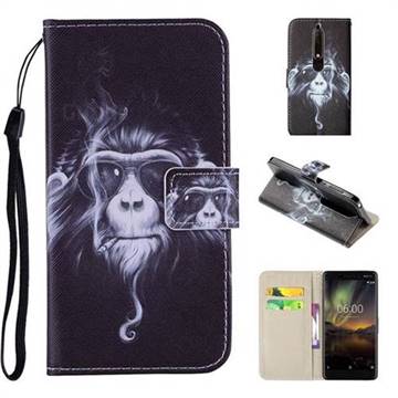 Chimpanzee PU Leather Wallet Phone Case Cover for Nokia 6 (2018)