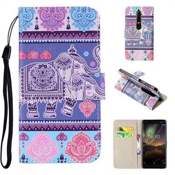 Totem Elephant PU Leather Wallet Phone Case Cover for Nokia 6 (2018)