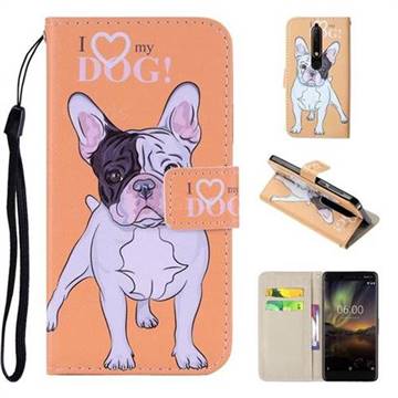 Love Dog PU Leather Wallet Phone Case Cover for Nokia 6 (2018)