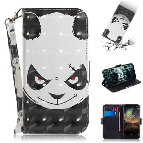 Angry Bear 3D Painted Leather Wallet Phone Case for Nokia 6.1