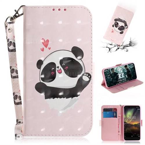 Heart Cat 3D Painted Leather Wallet Phone Case for Nokia 6.1