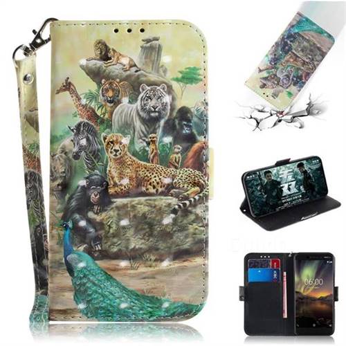 Beast Zoo 3D Painted Leather Wallet Phone Case for Nokia 6.1