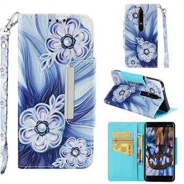 Button Flower Big Metal Buckle PU Leather Wallet Phone Case for Nokia 6.1