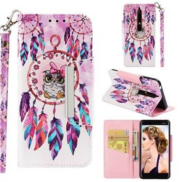 Owl Wind Chimes Big Metal Buckle PU Leather Wallet Phone Case for Nokia 6.1