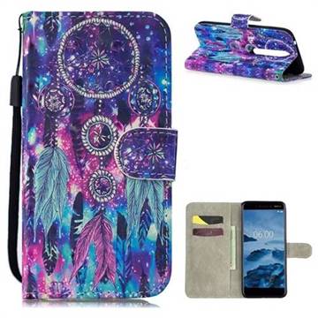 Star Wind Chimes 3D Painted Leather Wallet Phone Case for Nokia 6.1