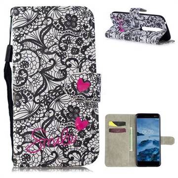 Lace Flower 3D Painted Leather Wallet Phone Case for Nokia 6.1