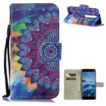 Oil Painting Mandala 3D Painted Leather Wallet Phone Case for Nokia 6.1