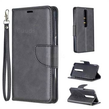 Classic Sheepskin PU Leather Phone Wallet Case for Nokia 6.1 - Black