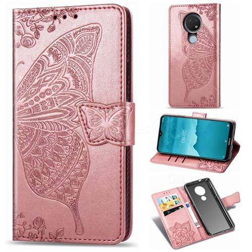 Embossing Mandala Flower Butterfly Leather Wallet Case for Nokia 6.2 (6.3 inch) - Rose Gold