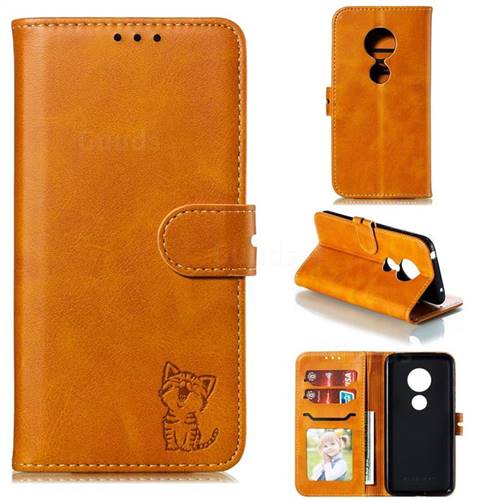 Embossing Happy Cat Leather Wallet Case for Nokia 6.2 (6.3 inch) - Yellow