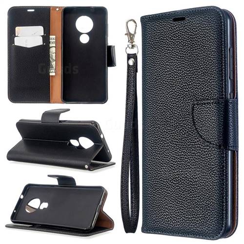 Classic Luxury Litchi Leather Phone Wallet Case for Nokia 6.2 (6.3 inch) - Black