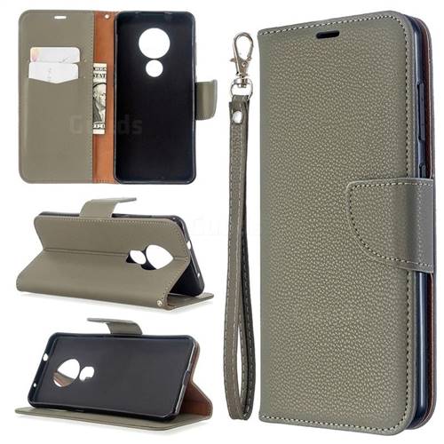 Classic Luxury Litchi Leather Phone Wallet Case for Nokia 6.2 (6.3 inch) - Gray