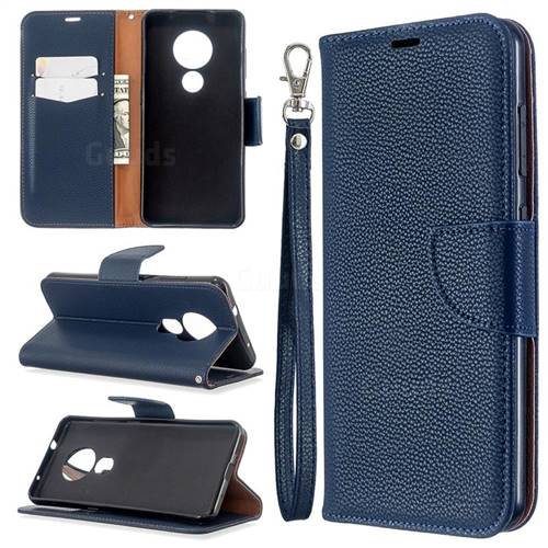 Classic Luxury Litchi Leather Phone Wallet Case for Nokia 6.2 (6.3 inch) - Blue