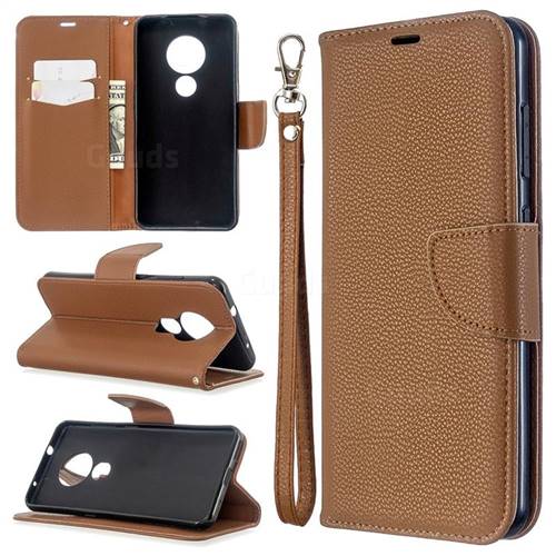 Classic Luxury Litchi Leather Phone Wallet Case for Nokia 6.2 (6.3 inch) - Brown