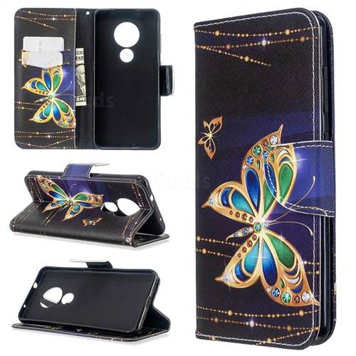 Golden Shining Butterfly Leather Wallet Case for Nokia 6.2 (6.3 inch)
