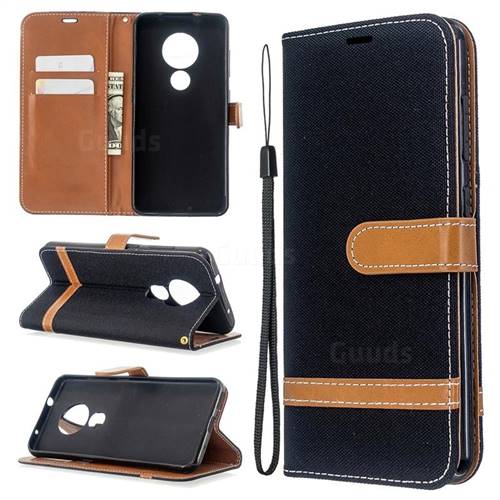 Jeans Cowboy Denim Leather Wallet Case for Nokia 6.2 (6.3 inch) - Black