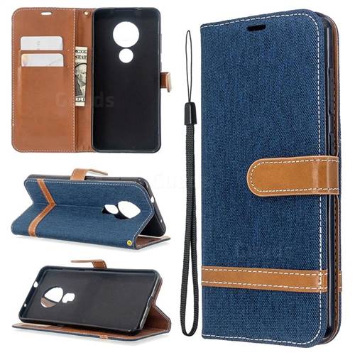 Jeans Cowboy Denim Leather Wallet Case for Nokia 6.2 (6.3 inch) - Dark Blue