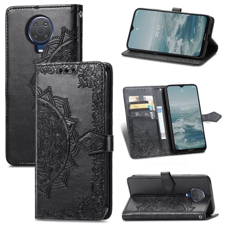 Embossing Imprint Mandala Flower Leather Wallet Case for Nokia 6.3 - Black