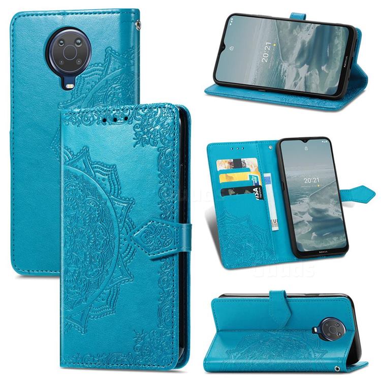 Embossing Imprint Mandala Flower Leather Wallet Case for Nokia 6.3 - Blue