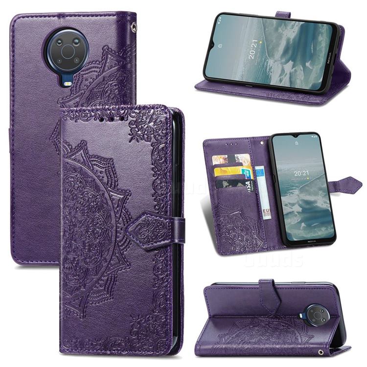 Embossing Imprint Mandala Flower Leather Wallet Case for Nokia 6.3 - Purple