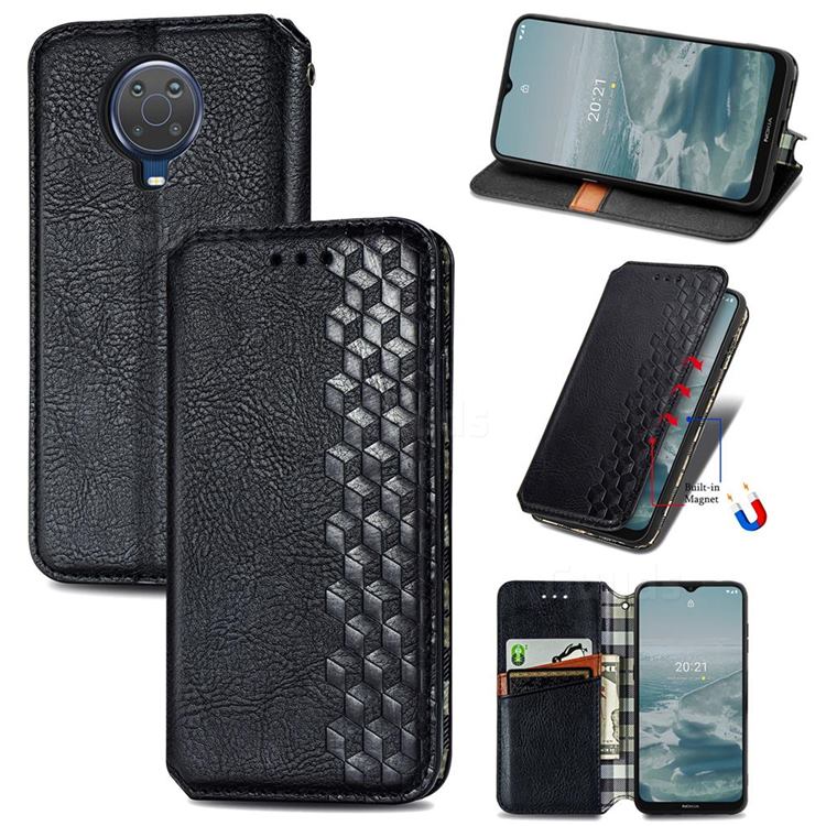 Ultra Slim Fashion Business Card Magnetic Automatic Suction Leather Flip Cover for Nokia 6.3 - Black