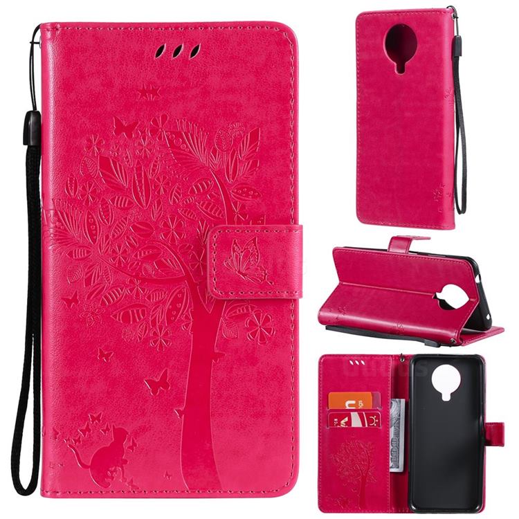Embossing Butterfly Tree Leather Wallet Case for Nokia 6.3 - Rose