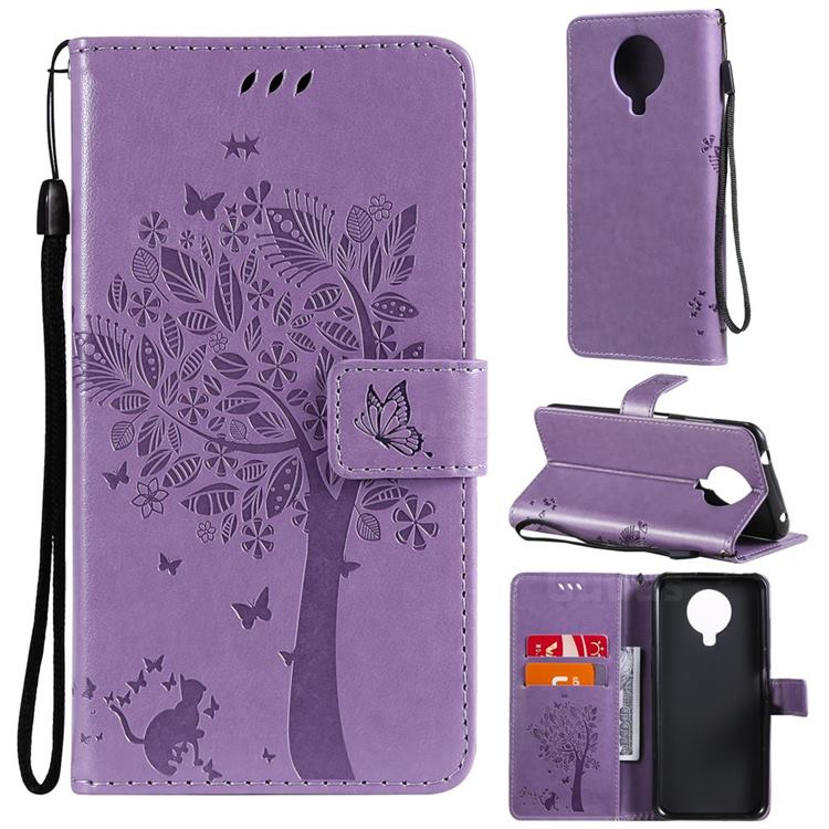 Embossing Butterfly Tree Leather Wallet Case for Nokia 6.3 - Violet
