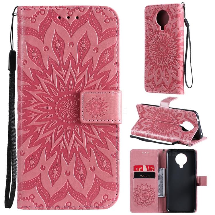 Embossing Sunflower Leather Wallet Case for Nokia 6.3 - Pink