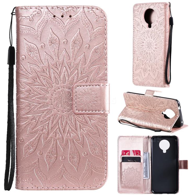 Embossing Sunflower Leather Wallet Case for Nokia 6.3 - Rose Gold