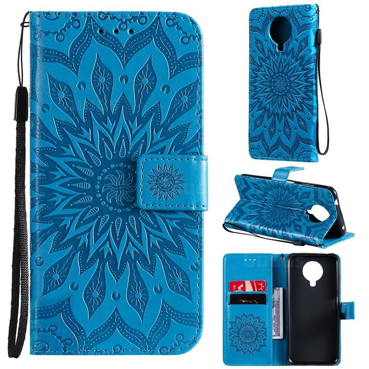 Embossing Sunflower Leather Wallet Case for Nokia 6.3 - Blue