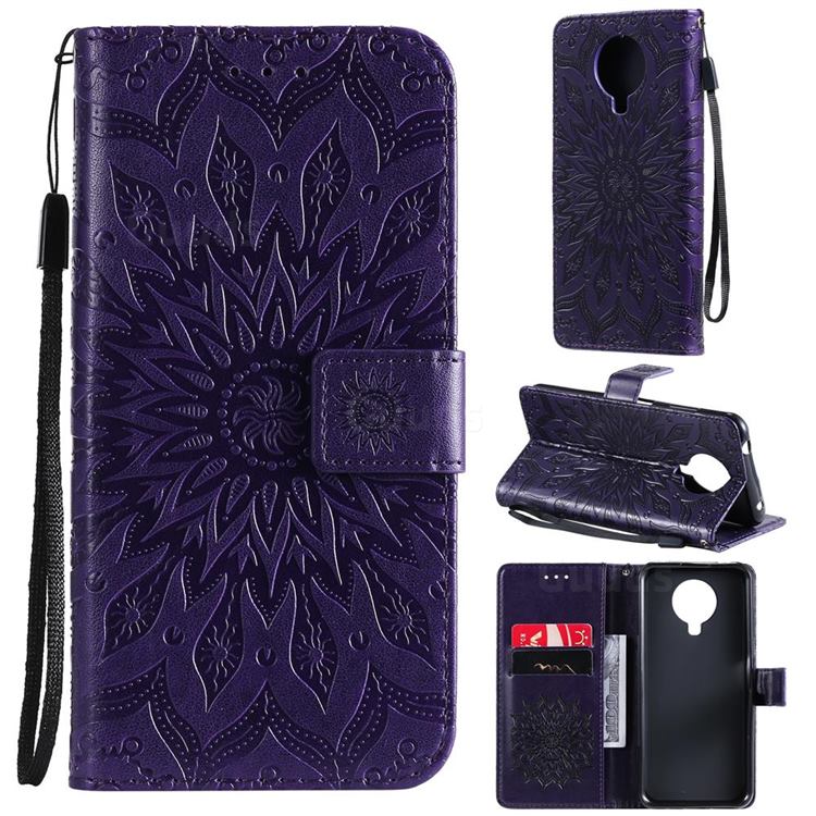 Embossing Sunflower Leather Wallet Case for Nokia 6.3 - Purple