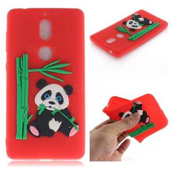 Panda Eating Bamboo Soft 3D Silicone Case for Nokia 7 - Red
