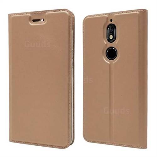Ultra Slim Card Magnetic Automatic Suction Leather Wallet Case for Nokia 7 - Rose Gold