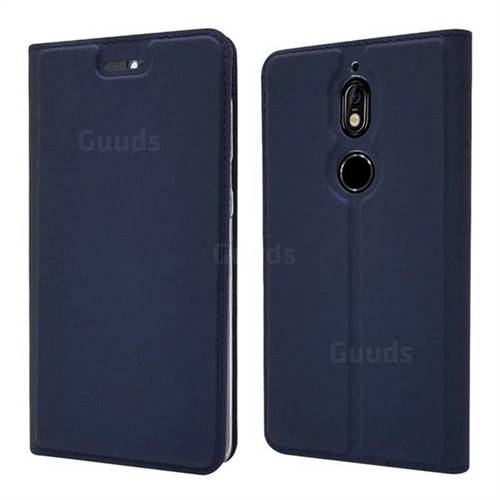 Ultra Slim Card Magnetic Automatic Suction Leather Wallet Case for Nokia 7 - Royal Blue