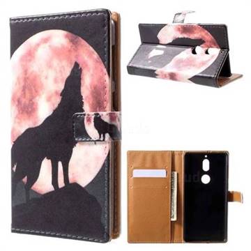 Moon Wolf Leather Wallet Case for Nokia 7
