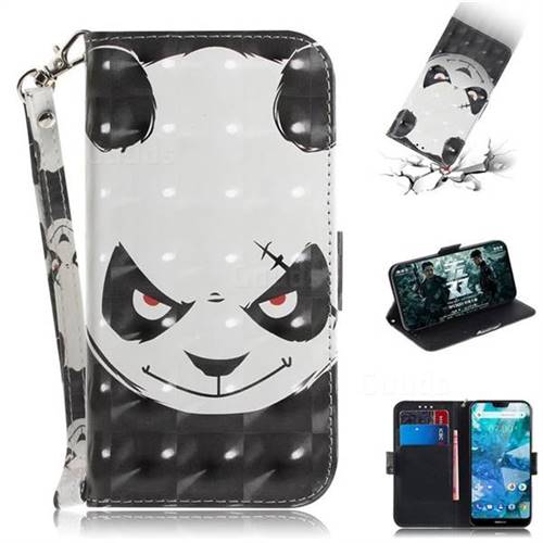 Angry Bear 3D Painted Leather Wallet Phone Case for Nokia 7.1