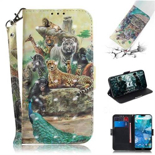 Beast Zoo 3D Painted Leather Wallet Phone Case for Nokia 7.1