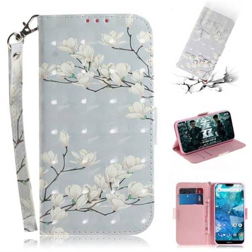 Magnolia Flower 3D Painted Leather Wallet Phone Case for Nokia 7.1