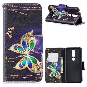 Golden Shining Butterfly Leather Wallet Case for Nokia 7.1