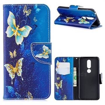 Golden Butterflies Leather Wallet Case for Nokia 7.1