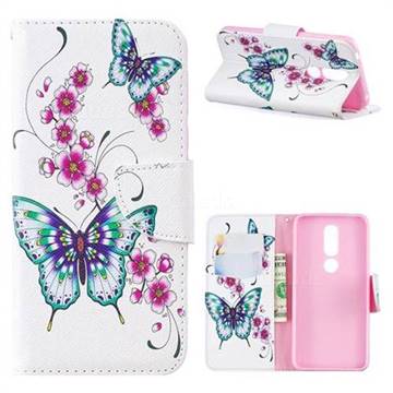 Peach Butterflies Leather Wallet Case for Nokia 7.1