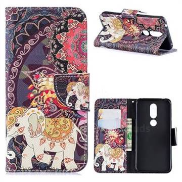 Totem Flower Elephant Leather Wallet Case for Nokia 7.1