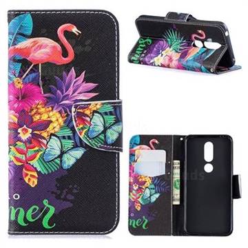 Flowers Flamingos Leather Wallet Case for Nokia 7.1