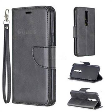 Classic Sheepskin PU Leather Phone Wallet Case for Nokia 7.1 - Black