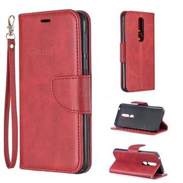 Classic Sheepskin PU Leather Phone Wallet Case for Nokia 7.1 - Red