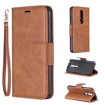 Classic Sheepskin PU Leather Phone Wallet Case for Nokia 7.1 - Brown